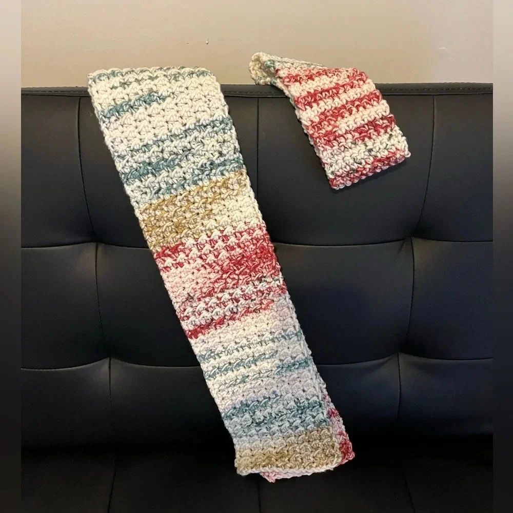 NWT Handmade, knitted, scarf and headband